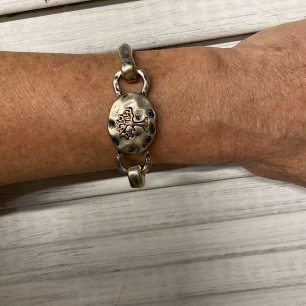Family Tree Hammered Silver / Gold Bracelet - Picture 7 of 7
